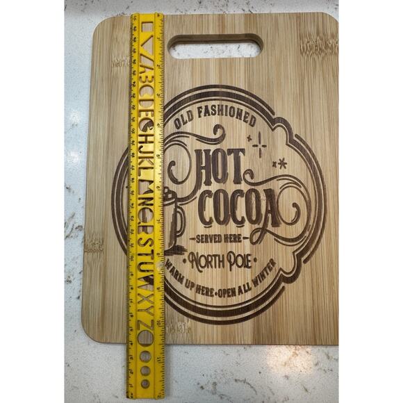 Wooden Cutting Board Sign Decor Handmade Hot Cocoa Winter Theme New - Picture 3 of 5